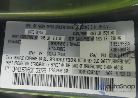 2016 Scion Ia from USA, damaged, VIN 3MYDLBZV5GY103726